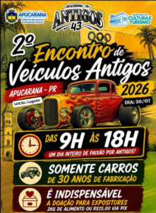 Apucarana recebe 2º Encontro de Veículos Antigos neste domingo no Lagoão