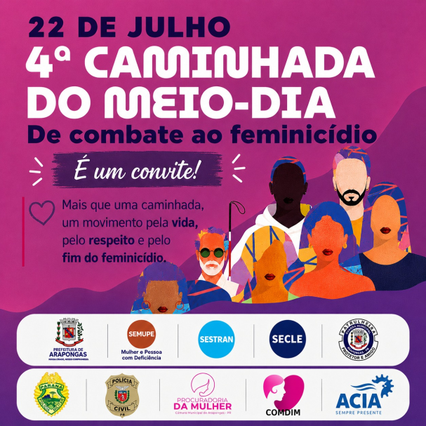 Arapongas mobiliza população para marcha de combate ao feminicídio no dia 22