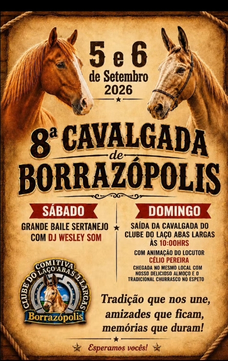 Borrazópolis promove 8ª Cavalgada em setembro com baile e almoço