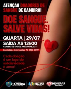 Cambira mobiliza comunidade para ação de doação de sangue no Hemepar