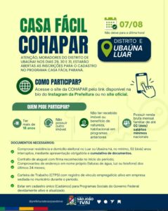 Casa Fácil Paraná: São João do Ivaí abre cadastros para moradores