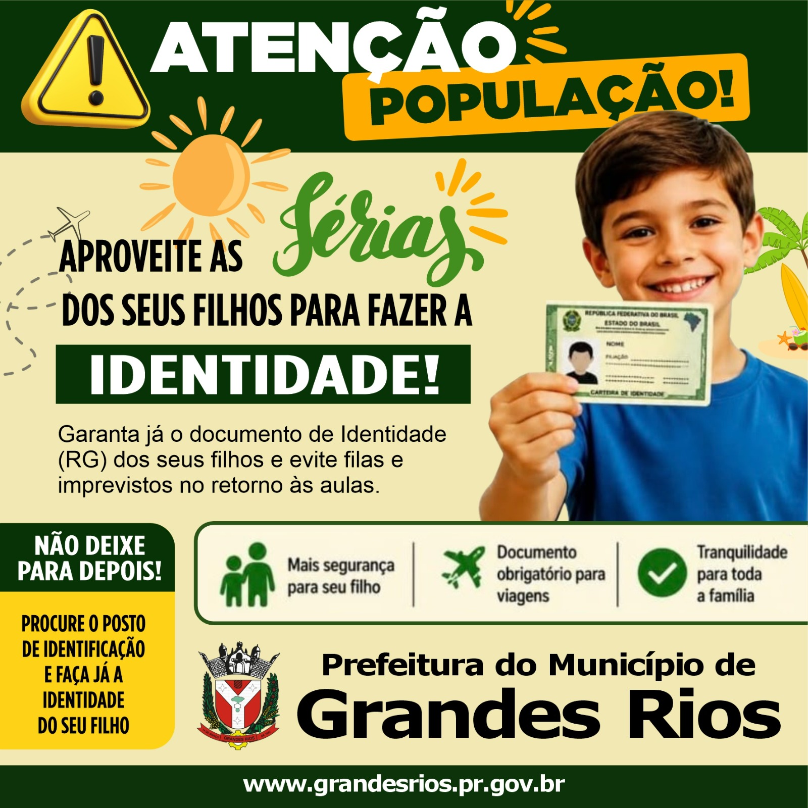 Grandes Rios: Prefeitura recomenda regularização de identidade para menores