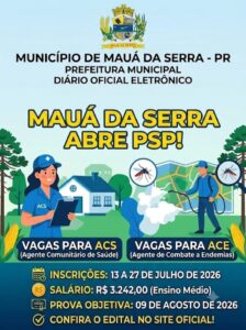 Mauá da Serra abre seleção pública com vagas em Saúde; confira edital