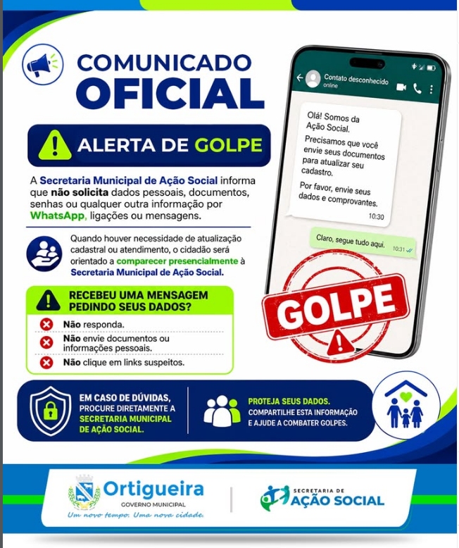 São Pedro do Ivaí: órgão municipal alerta sobre golpes e reforça proteção de dados
