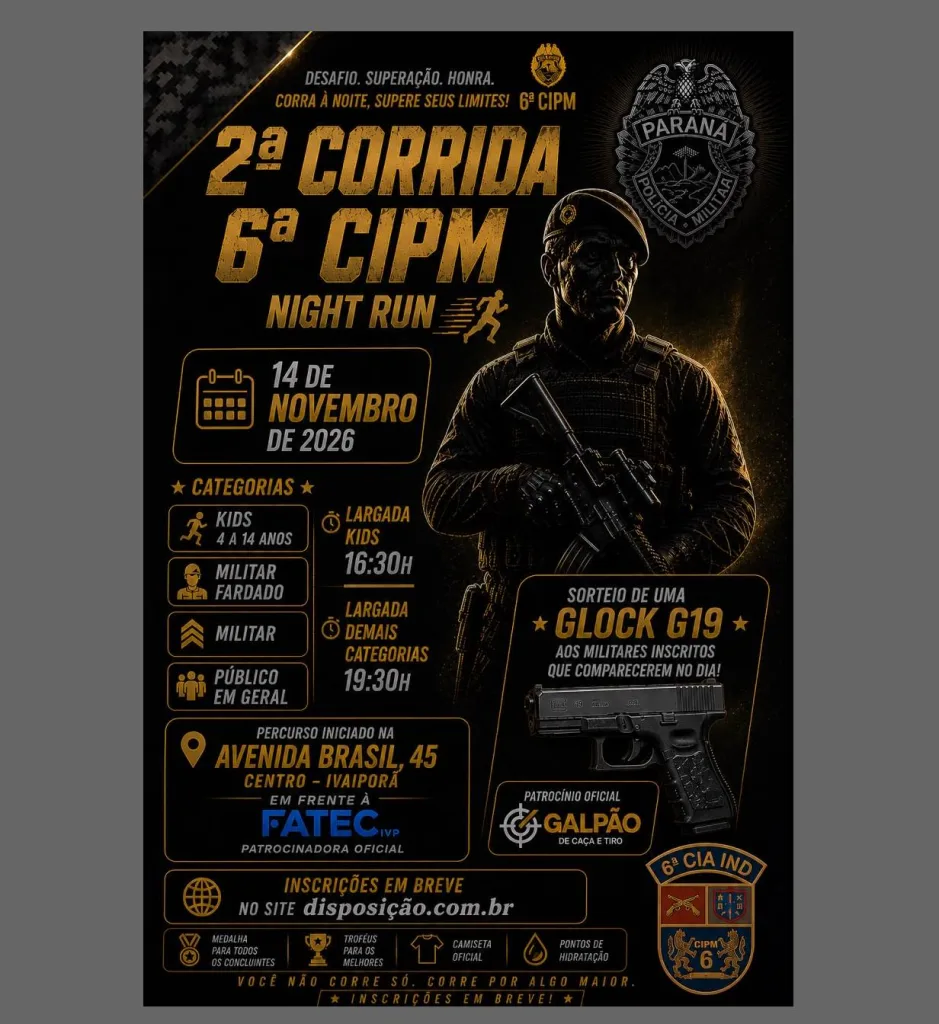2ª edição da CIPM Night Run movimenta Ivaiporã com corrida noturna