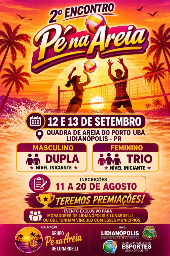 2º Encontro Pé na Areia acontece em setembro no município de Lidianópolis