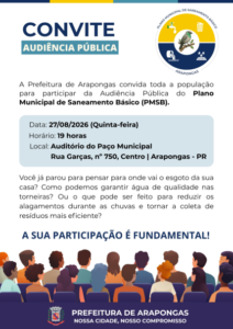 Arapongas abre audiência pública para debater saneamento básico com comunidade