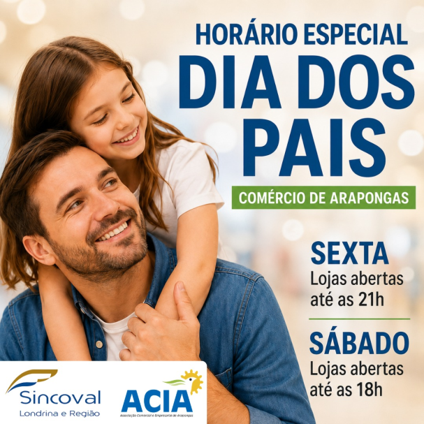Arapongas amplia horário do comércio para fim de semana do Dia dos Pais