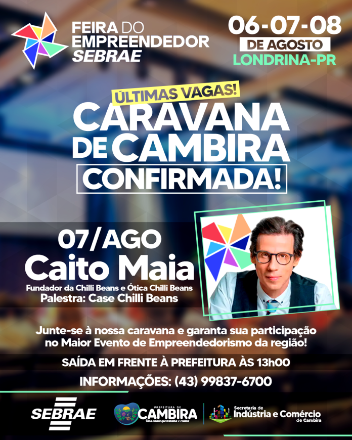 Cambira oferece últimas vagas para caravana na Feira do Empreendedor Sebrae