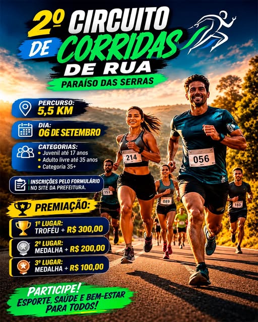 Cândido de Abreu realiza 2º edição de circuito de corridas em Paraíso das Serras