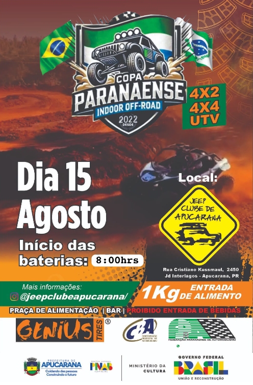 Copa Paranaense Indoor Off-Road toma conta de Apucarana em 15 de agosto