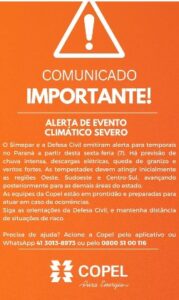 Copel prepara equipes para enfrentar temporais esperados nesta sexta no Paraná