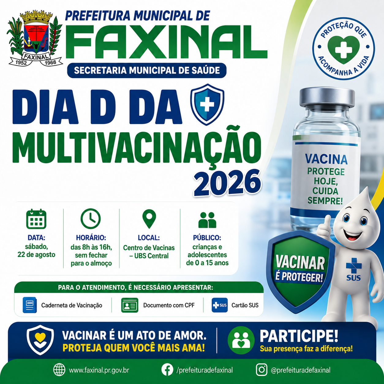 Faxinal realiza mutirão de vacinação para crianças e adolescentes neste sábado