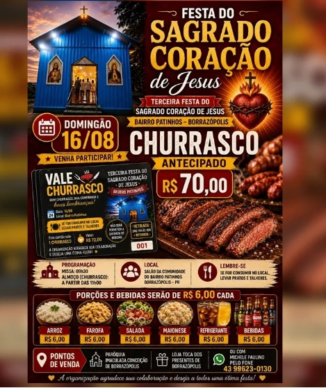 Festa do Sagrado Coração de Jesus acontece em Borrazópolis neste domingo