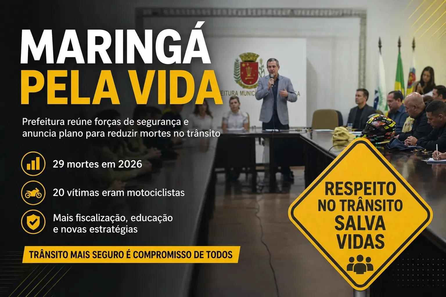 Maringá intensifica fiscalização noturna e lança plano contra acidentes no trânsito