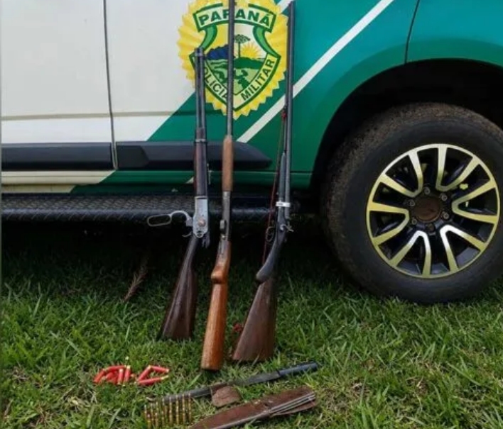 Três homens presos com armas em área de conservação de Jardim Alegre