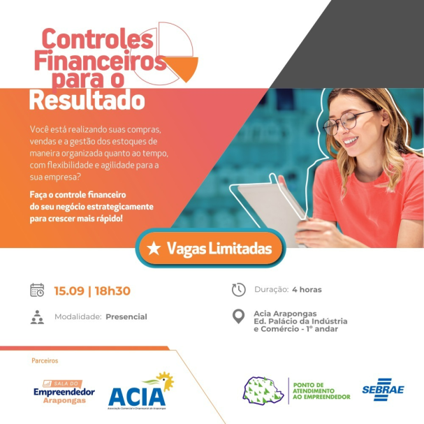Arapongas abre inscrições para oficina gratuita de gestão financeira empresarial