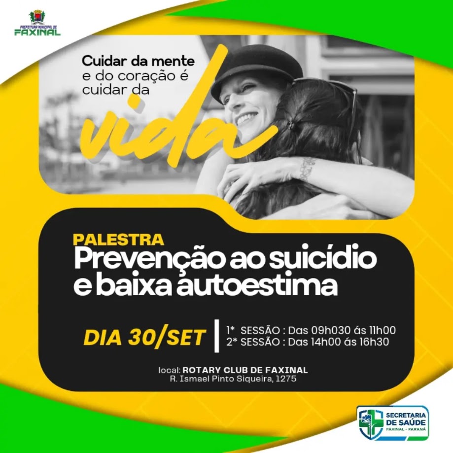 Faxinal promove evento de saúde mental com duas sessões nesta quarta
