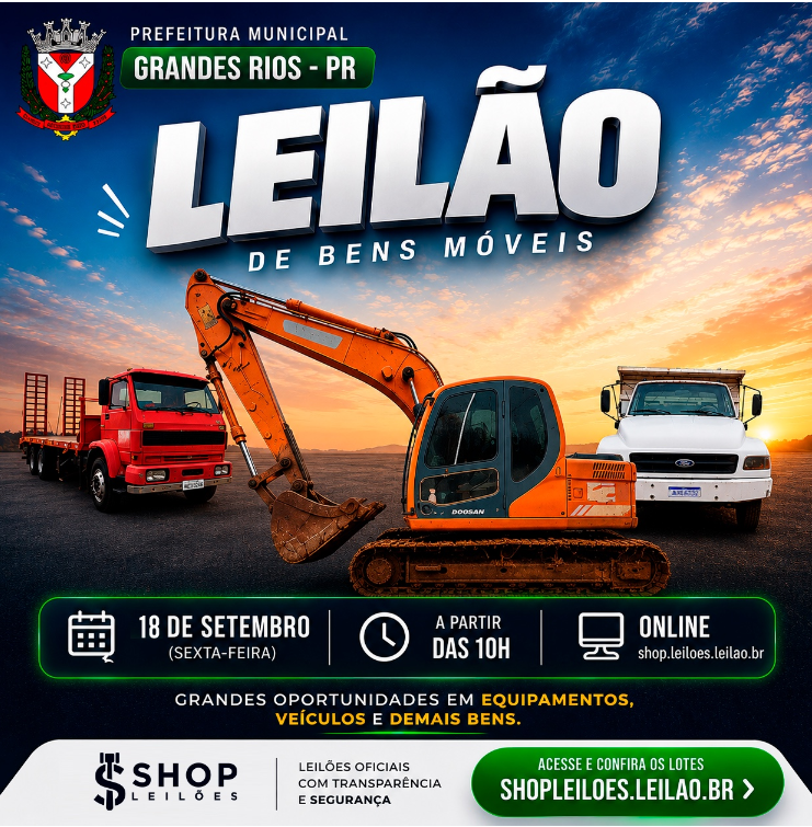 Grandes Rios coloca bens móveis em leilão público