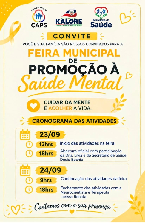 Kaloré organiza evento de conscientização sobre saúde mental nos dias 23 e 24