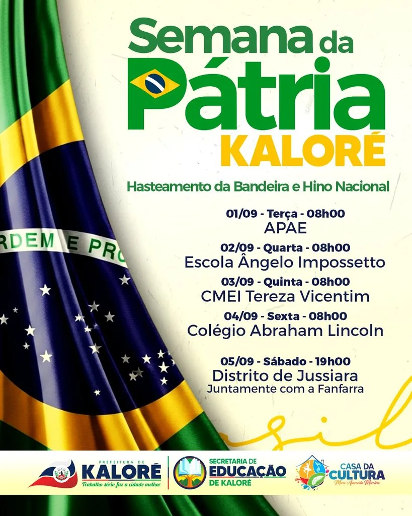 Kaloré promove agenda especial de civismo durante celebração da Independência
