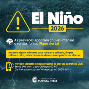 Manoel Ribas: população deve acompanhar orientações da Defesa Civil no período de El Niño