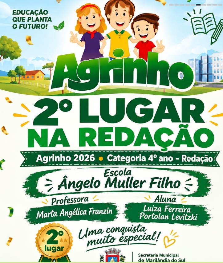 Marilândia do Sul: aluna conquista 2º lugar no Agrinho 2026 do Paraná