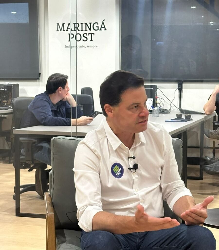 Sandro Alex (PSD) grava entrevista sobre planos para o Paraná em Maringá
