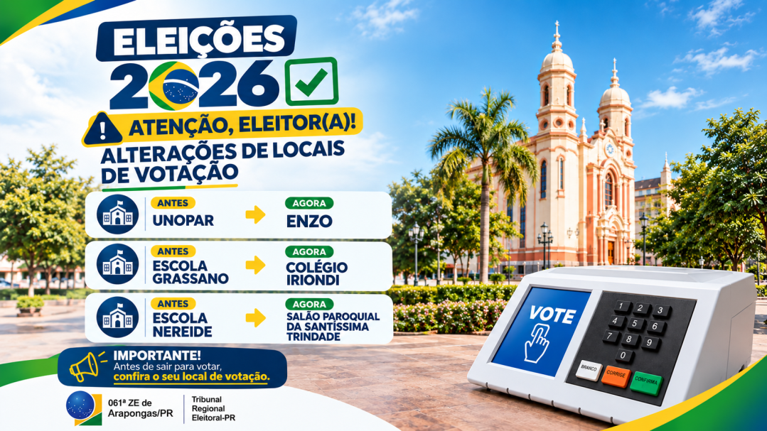 Arapongas altera endereços de votação em três zonas eleitorais