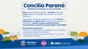 Arapongas oferece atendimento gratuito em mutirão de conciliação familiar