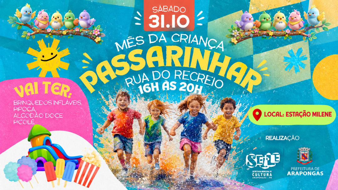 Arapongas oferece programação infantil gratuita neste sábado na Estação Cultural