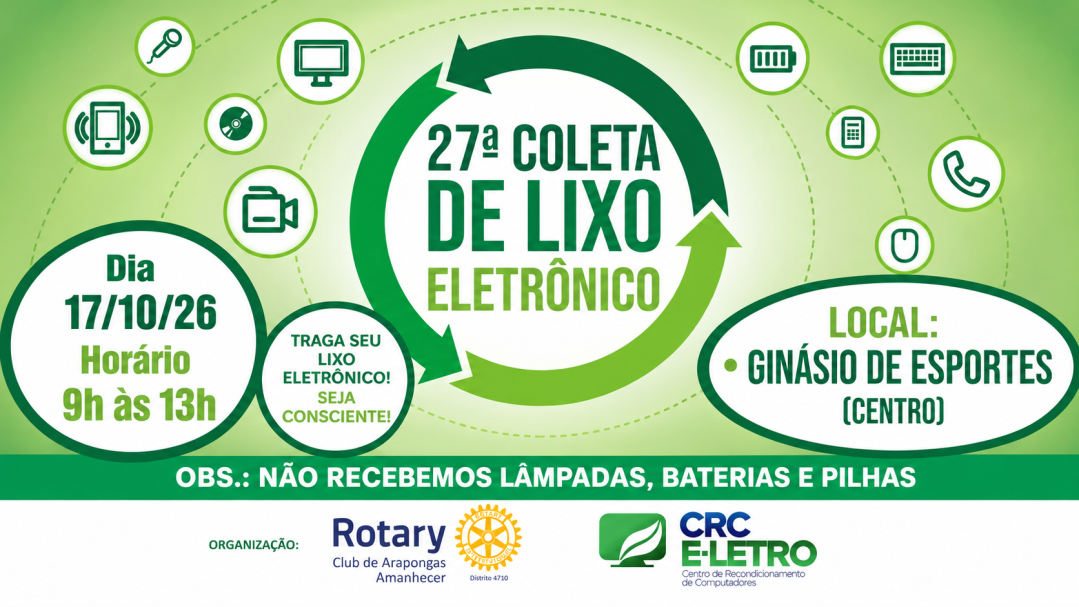 Arapongas realiza 27ª coleta de lixo eletrônico neste sábado