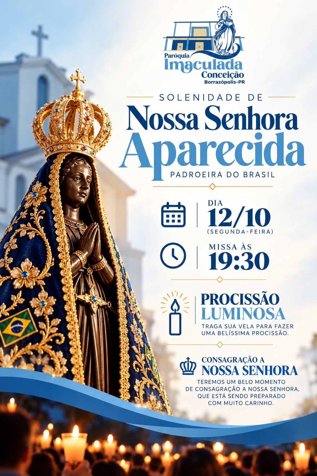 Borrazópolis realiza celebração em homenagem a Nossa Senhora Aparecida