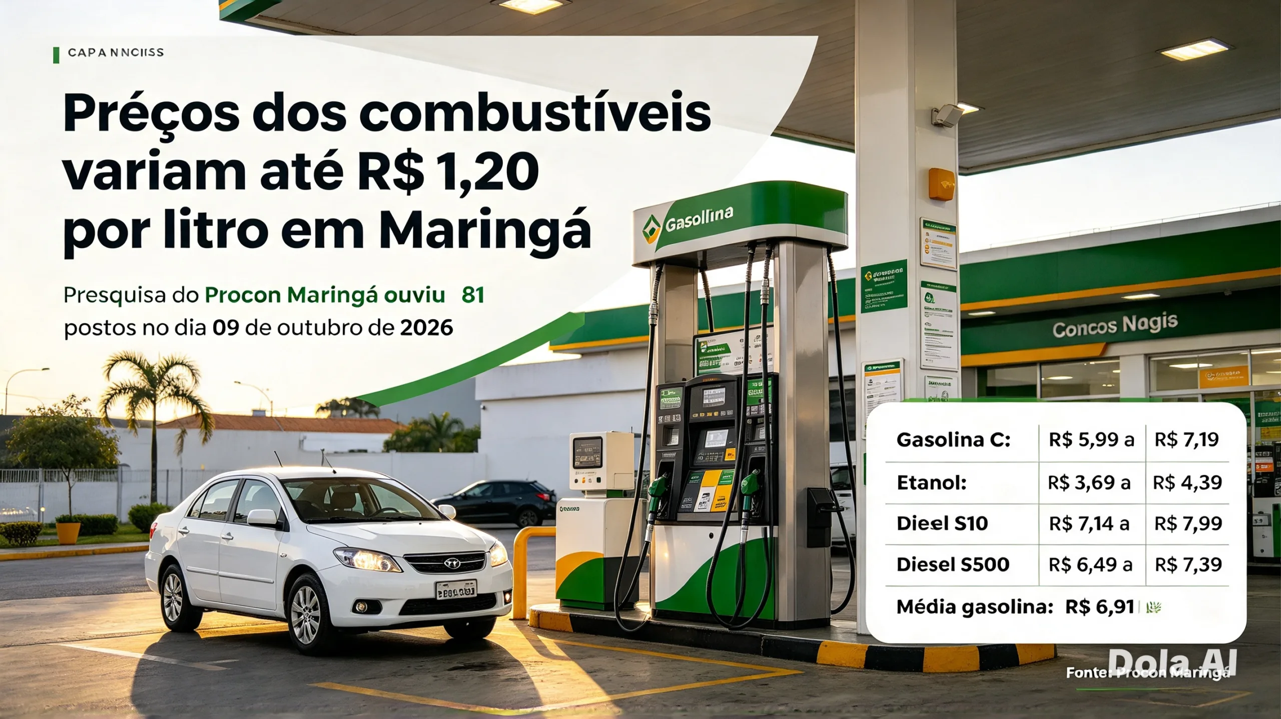 Combustíveis têm diferenças de até R$ 1,20 por litro em postos de Maringá