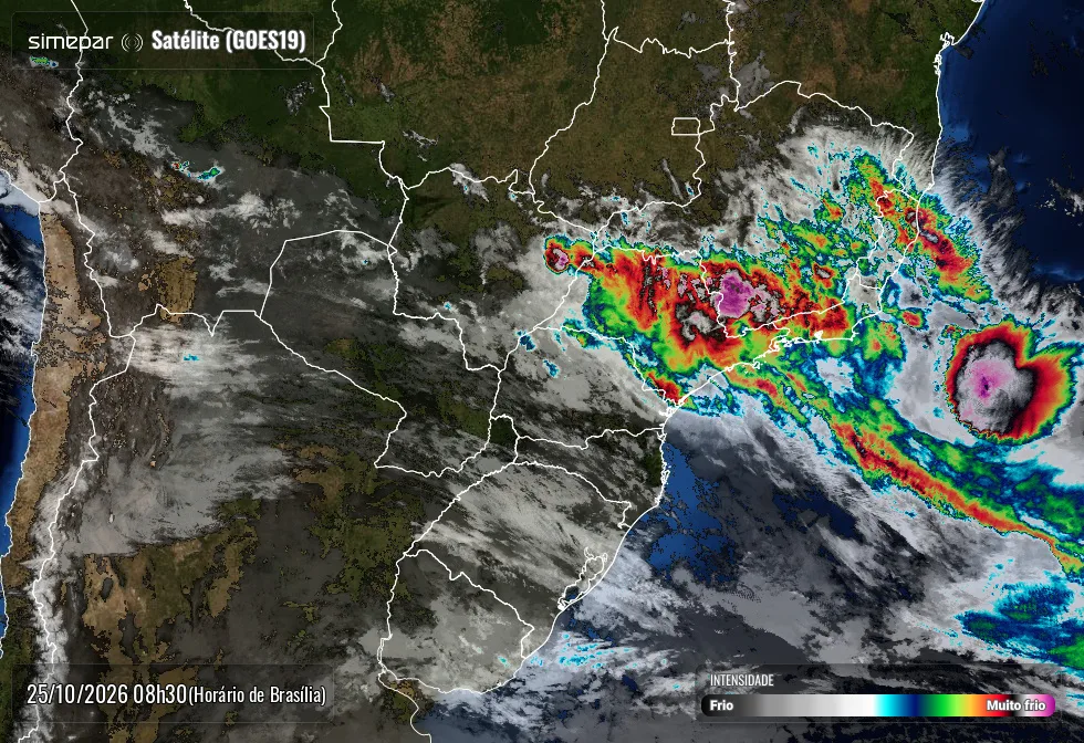 Domingo com chuvas isoladas e segunda com queda de temperatura no Paraná