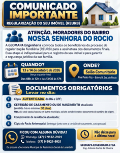 Lunardelli agenda assinatura de documentos da regularização fundiária no bairro Nossa Senhora do Rocio