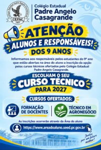 Marilândia do Sul: Colégio abre vagas para cursos técnicos em 2027