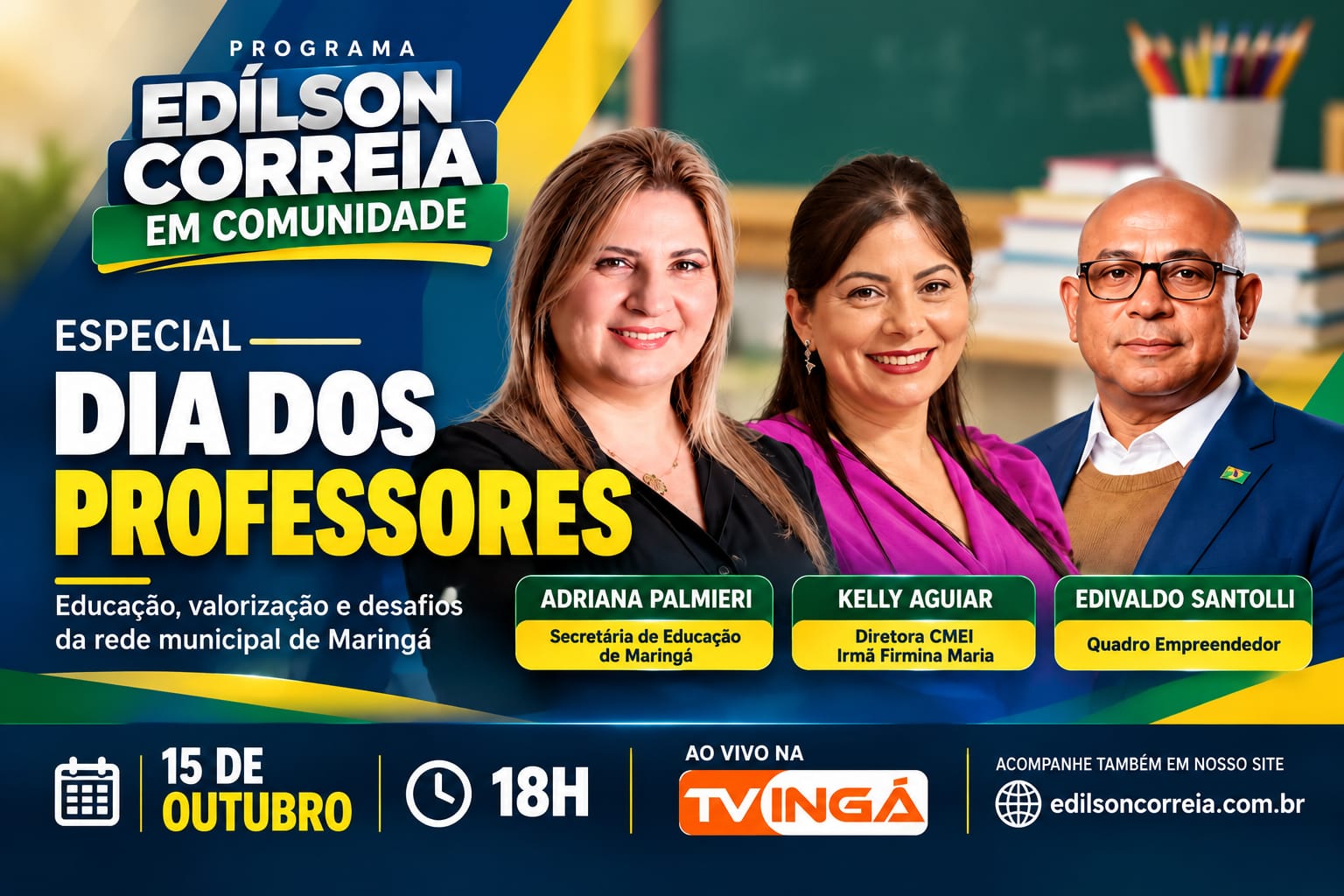 Maringá: programa televisivo homenageia professores com debates sobre educação