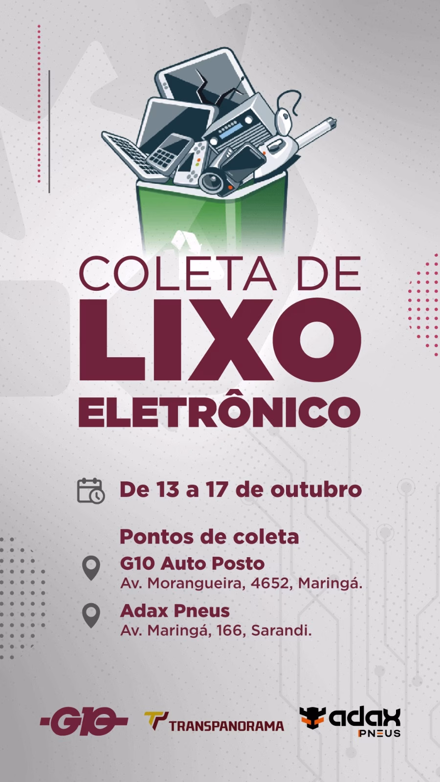 Maringá recebe campanha gratuita de reciclagem de equipamentos eletrônicos