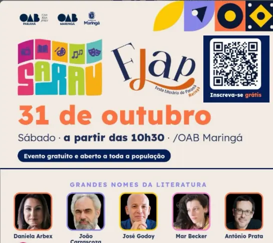 OAB Maringá promove Festa Literária e 1º Sarau com entrada gratuita neste sábado