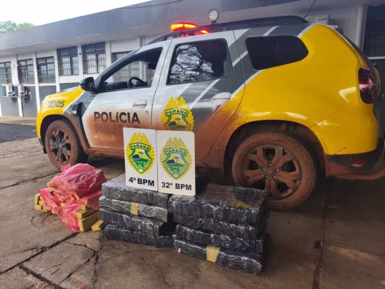 PM apreende 130 kg de maconha após perseguição e troca de tiros em Maringá