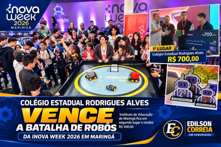 Rodrigues Alves é campeão da Batalha de Robôs na Inova Week 2026 de Maringá