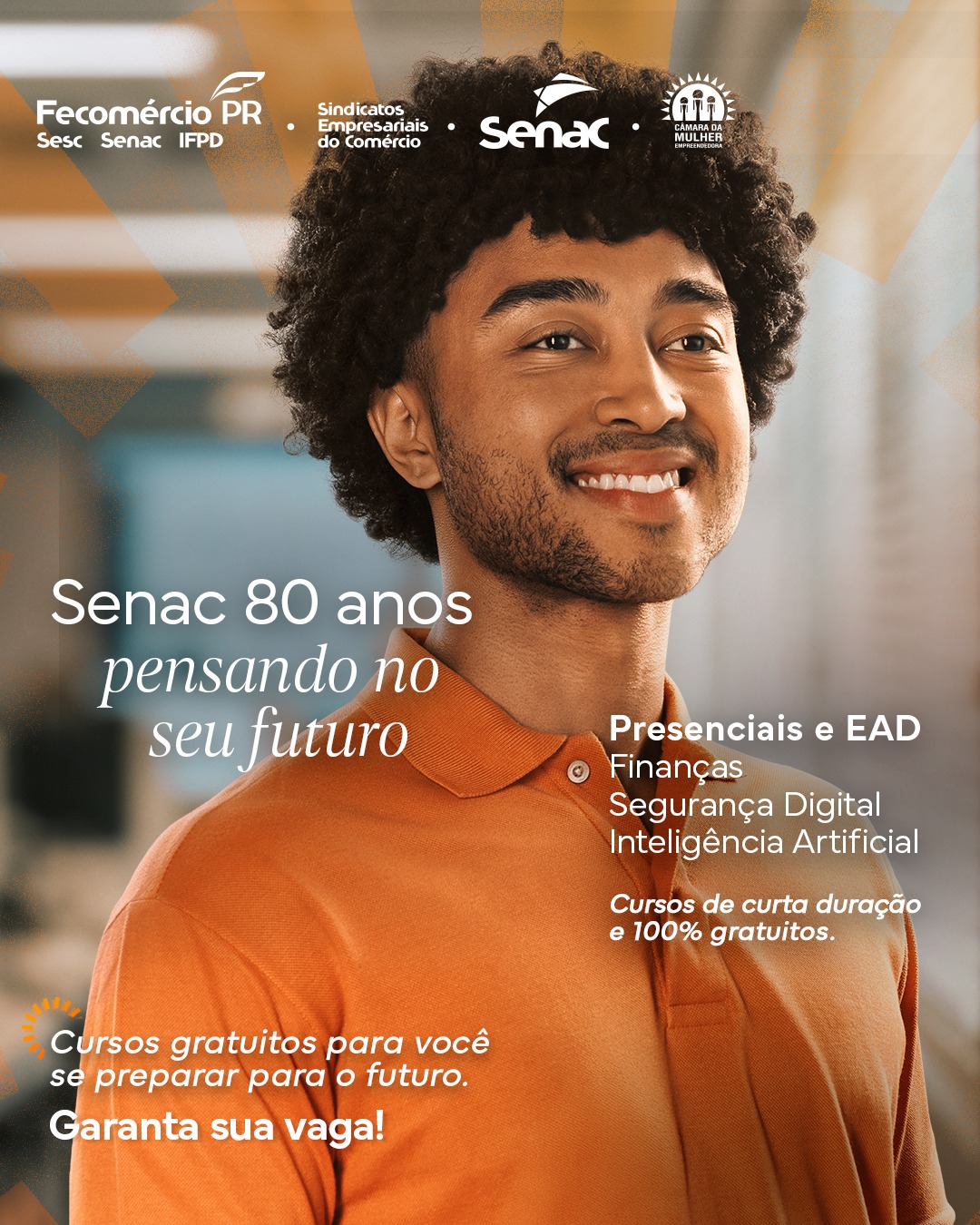 Senac PR oferece 7 mil vagas gratuitas em cursos de finanças, segurança e IA